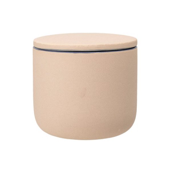 Pot beige bleu avec couvercle 8