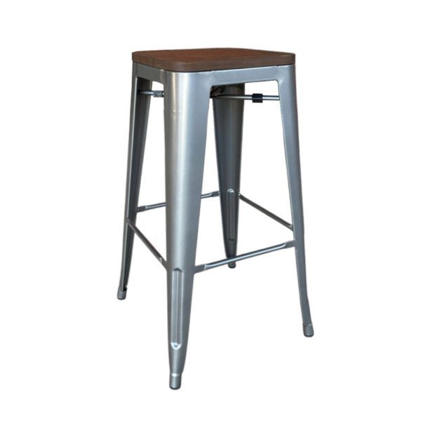 Tabouret Métal/Bois Gris mat