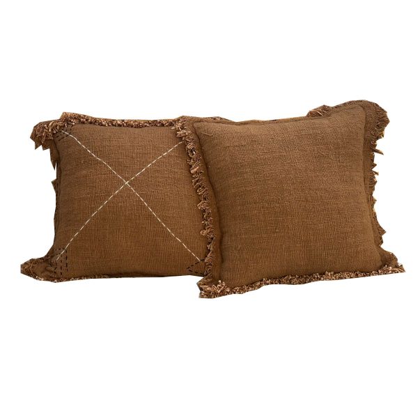 Housse de coussin marron
