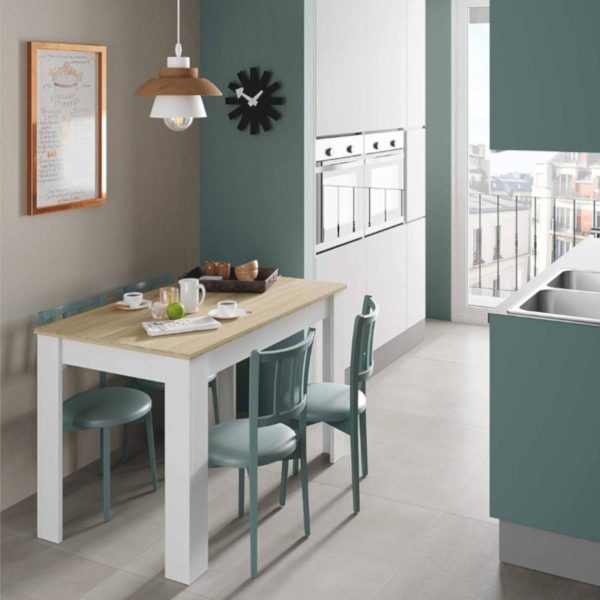 Table console Aspen blanche & chêne clair