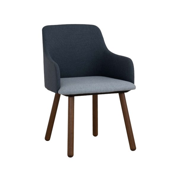 Chaise Jollin avec accoudoirs cacao & bleue