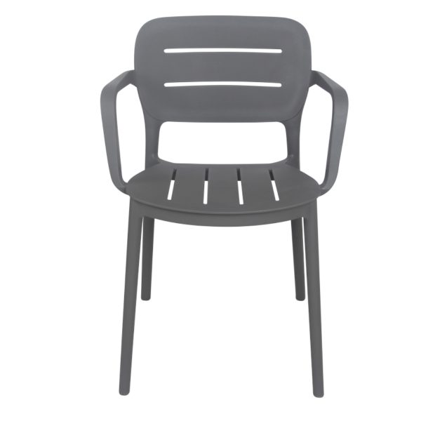Chaise Anita grise avec accoudoirs