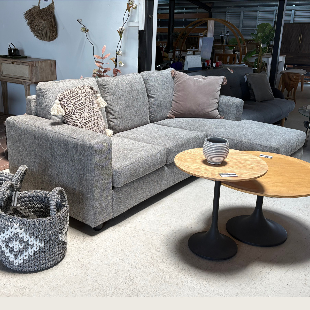 Salon d'angle Flower - Gris