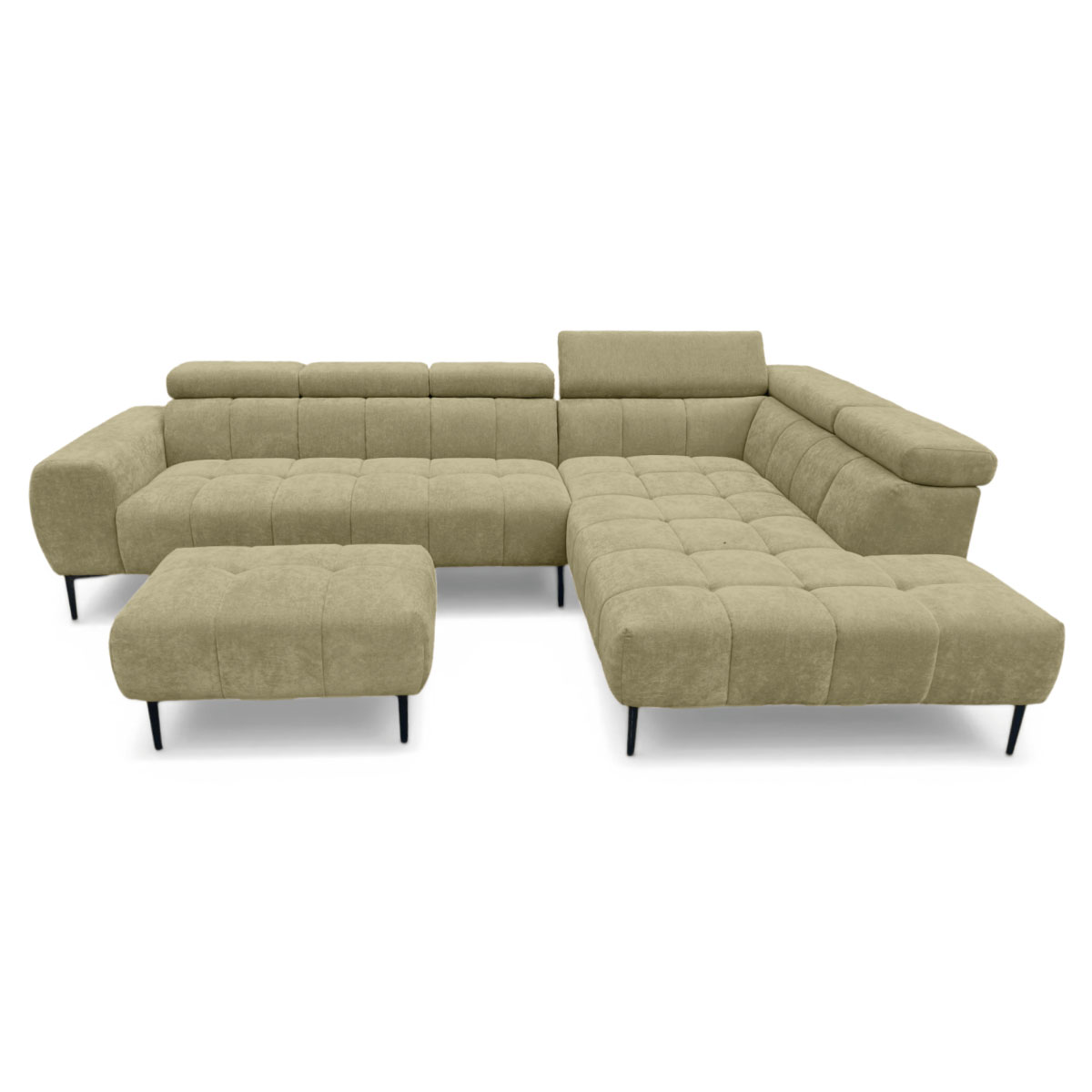 Salon angle droit + pouf Forman - Vert kaki